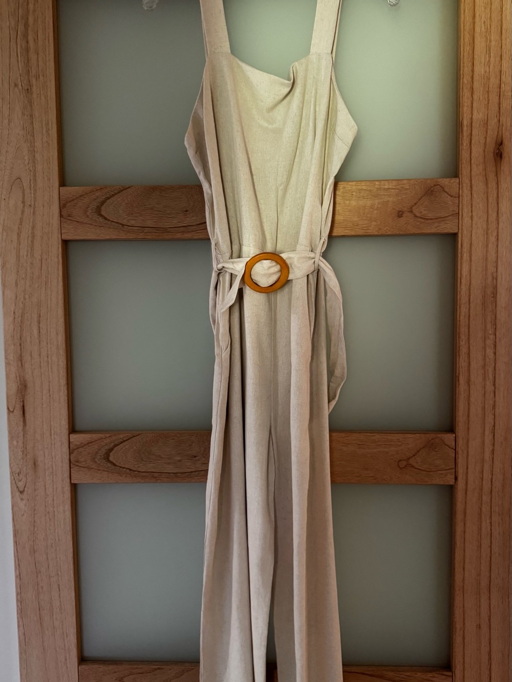 Moneau Los Angeles Cream Jumpsuit - Sleeveless with Belt